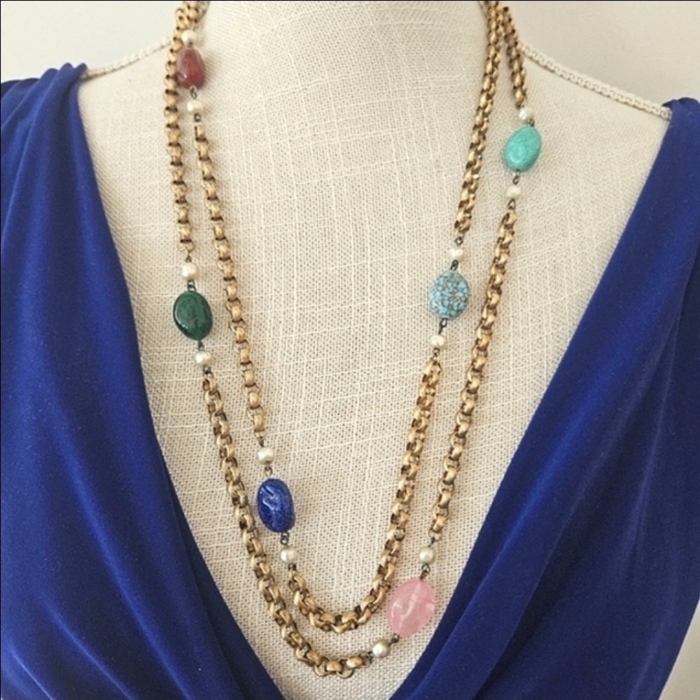 Vintage German Gold Station Necklace